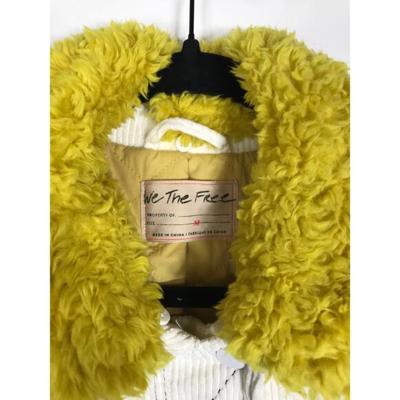Free People We the Free Lust for Life Corduroy Oversized Jacket Ivory Fur Cold - Picture 3 of 16